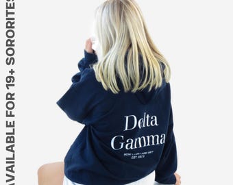 The Kate Sorority Hoodie // Schlichtes Navy Sorority Hoodie // Trendy, wie glücklich sind wir ästhetisches griechisches Kapuzen-Sweatshirt