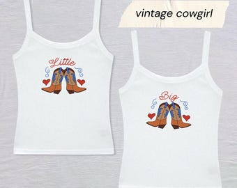 Vintage Cowgirl Big & Little Tees // Western Cowboy Boot Sorority Reveal Shirts // Aesthetic Big Little Baby Tees
