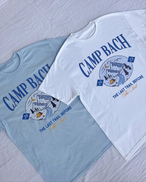Camp Bach Bachelorette Tees // Trendy Bach Party Shirts // Cabin Weekend Bachelorette T-Shirts // Last Trail Before the Veil Bride Shirts