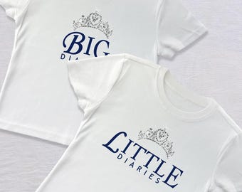 Big & Little Diaries Tees // Princess Sorority Reveal Shirts // Trendy 2000s Big Little Baby Tees