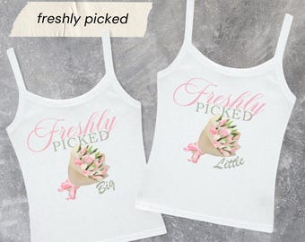 Freshly Picked Big & Little Reveal Shirts // Flowers, Bouquet, Farmers Market Reveal Shirts // Aesthetic Big Little Baby Tees
