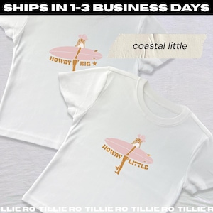 Coastal Cowgirl Big Little Tees // Surfer Girl Coastal Sorority Reveal Shirts // Aesthetic Big Little Baby Tees