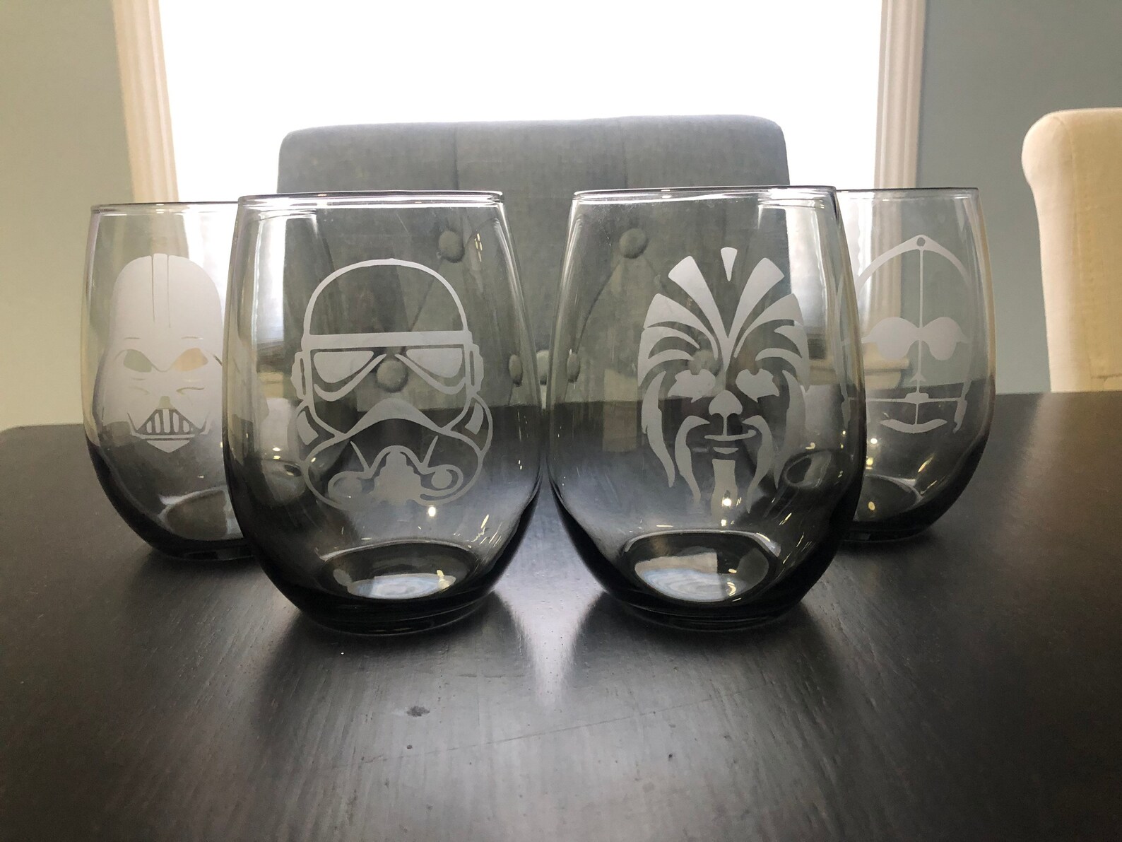 Star Wars Wine Glass Set Etched Glass Etsy