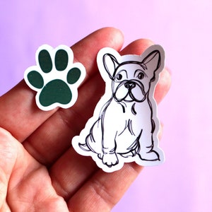 Französische Bulldogge Glossy Vinyl Sticker in 1, 5 oder 10er Packs für Planer, Laptops, Spiegel etc. | Hund Line Art Sticker | Frenchie Geschenkideen