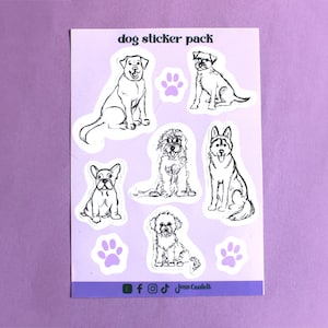 Dog Breed Sticker Sheet: Line Art Illustrations for Planner, Journal