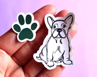 French Bulldog Glossy Vinyl Sticker in packs of 1, 5 or 10 for Planners, Laptops, Mirrors etc. | Dog Line Art Sticker | Frenchie Gift Ideas