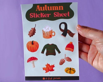 Gemütlicher Herbst-Stickerbogen: Herbst Sticker