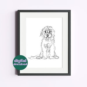 Labradoodle Line Art Print | Goldendoodle Wall Art | Dog Lover Gift Idea | Minimalist Dog Line Art