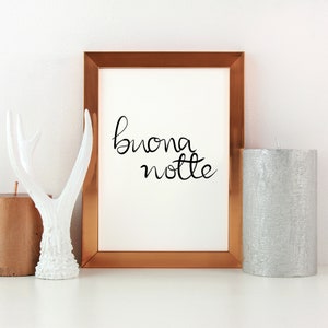 Buona Notte Italian Wall Print Good Night Minimalist Bedroom Print Italian Gifts for the Bedroom or Nursery image 5