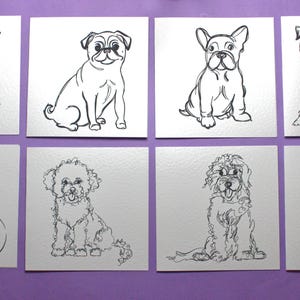 Conjunto de 8 bilhetes de cachorro com envelopes | 8 designs diferentes de cartões de cachorro em branco para enviar a amigos/familiares | Notas para amantes de cachorro