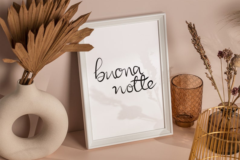 Buona Notte Italian Wall Print Good Night Minimalist Bedroom Print Italian Gifts for the Bedroom or Nursery image 2