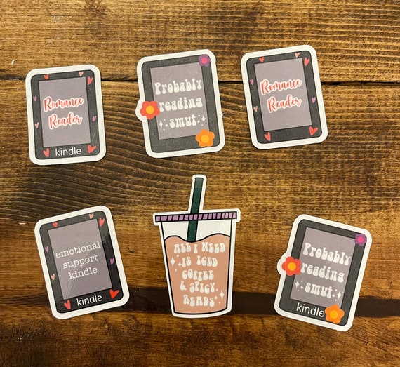 Kindle Stickers Bookish Stickers Book Lover Stickers Coffee and Spicy Books  Emotional Support Kindle Smut Stickers 