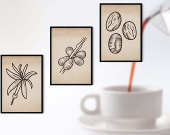 Printable Coffee Icon Wall Art/Instant Download Kitchen Poster Print/Digital Kitchen Coffee Wall Decor