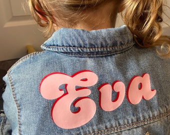 Personalised girls denim jacket with name • Christmas gift