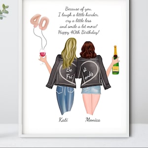40e anniversaire de meilleure amie, 40 ans de fabuleux, 40 ans de cadeau d'anniversaire pour femme, impression d'anniversaire, impression d'anniversaire de meilleure amie, personnalisé