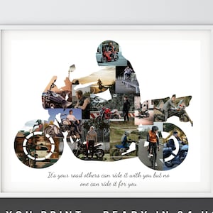 Motorrad individuelle Geschenke, Geschenk für Motorrad-Liebhaber, Motorrad Fotocollage personalisiert, einzigartiges Geburtstagsgeschenk für Fahrradliebhaber.