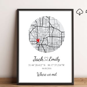 Carte personnalisée où nous nous sommes rencontrés / Carte des souvenirs / Cadeau d'anniversaire / Carte personnalisée / Cadeau de pendaison de crémaillère / Cadeau de la Saint-Valentin / TÉLÉCHARGEMENT NUMÉRIQUE