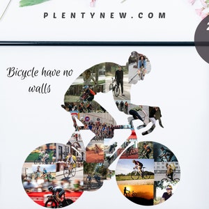 Custom cycling gifts Bicycle photo collage Professional cyclist gifts birthday gift for him gift for kids Printable digital Gift for Cyclist