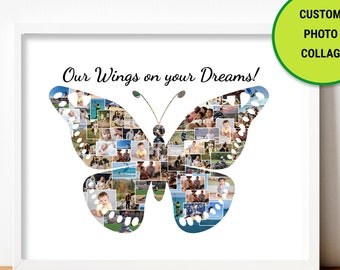 Butterfly Photo Collage Wall Art Home Decor Digital Printable Nursery Print Baby Shower Ideas Photo Collage for Children Digital Download