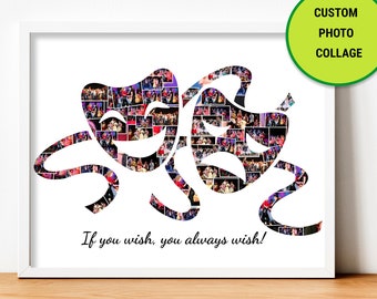 Personalised Theatre Masks Gift Print For Theatre Drama Actor Student Musical Theatre Fan Gift Word Art Wall Room Decor Prints