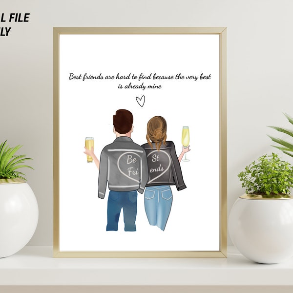 Friendship Print , Best Friend Gift , Male Best Friend Gift ,Friendship Print , Personalised Friend Gift, Gay Best Friend  Best friend gift