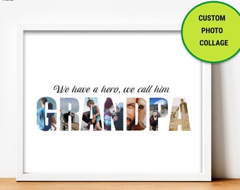 Custom Grandpa Photo Collage, Grandparents day gift, Custom Collage, Gift For Grandpa, Fathers Day Gift, Birthday Present, Digital File