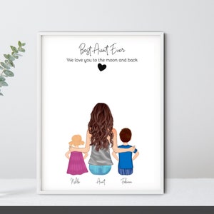 Personalized Christmas Gift for Aunt from Nephew Niece, Auntie Birthday Gift, Family Portrait, Custom Aunt Birthday Gift, Best Aunt Ever
