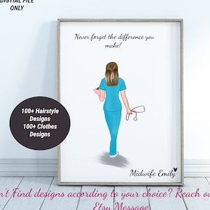 Personalised Midwife Print, Doctor Print, Nurse Print, Thank you gift, Best Friend Print, Scrub Life, Thank you nurse, Nurse Team, Digital