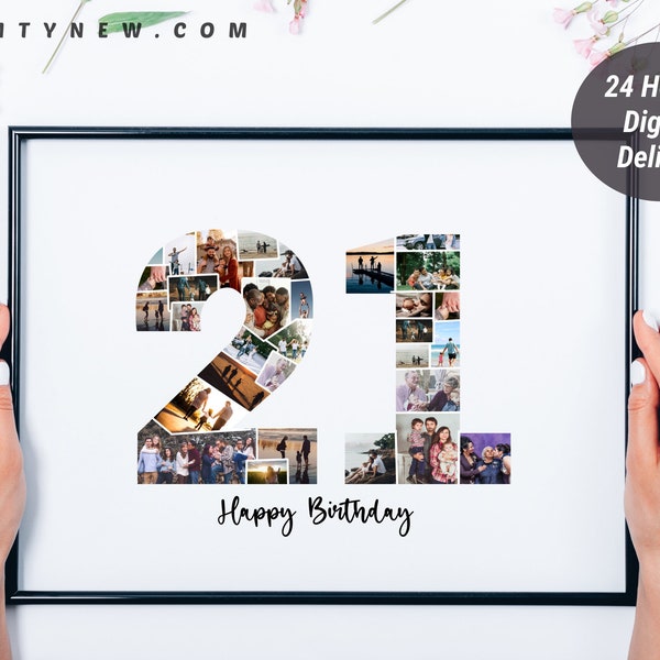 21st Birthday Photo Collage, 21st Anniversary Photo Collage, Twenty First Birthday Gift Ideas, 21st Anniversary Gift Ideas, PRINTABLE FILE