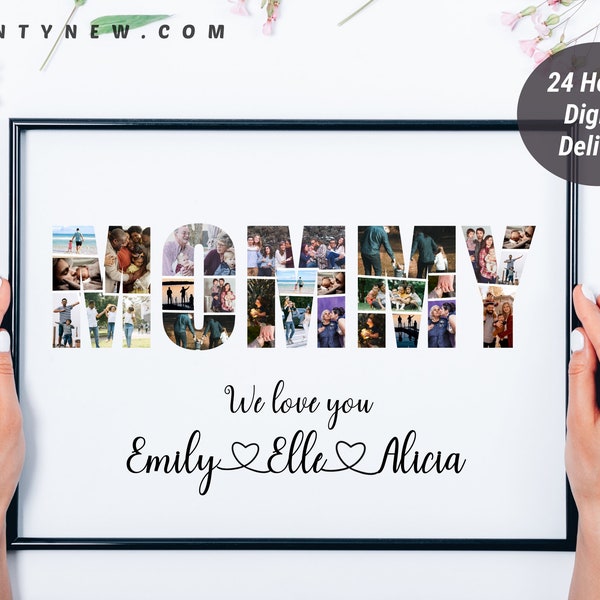 Personalized MOMMY Photo Collage, Custom Photo Collage, Birthday Gifts For Mom, Gift For Mom, Mothers Day Gift, Unique Gift, Digital File