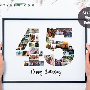45th Birthday Photo Collage Gift: Personalized Anniversary Keepsake (Digital File)