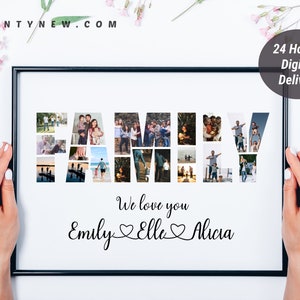 PRINTABLE Family Photo Collage, Family Picture Collage, Custom Gift, Family Print, Family Gift, Mom Gift, Birthday Present, Digital File