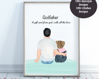Thank You Gift For Godfather, Godfather Gift, Godfather Proposal, GodfatherPrint, Custom Art, Gift For Godfather, Gift from Goddaughter