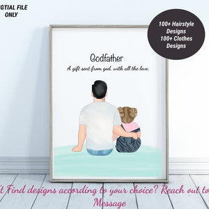 Thank You Gift For Godfather, Godfather Gift, Godfather Proposal, GodfatherPrint, Custom Art, Gift For Godfather, Gift from Goddaughter