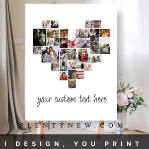 Heart Photo Collage  Valentines Day Gift Ideas Anniversary Gift Birthday Gift Gift for Mom  Family Photo Collage Heart Family Photo Collage