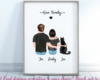 Personalised Cat Print, Personalized Cat Owner Gift, Cat Owner Gifts, Cat Lover Print, Pet and Owner Gift, Custom Family Pet Portrait
