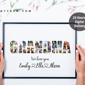 Custom Grandma Photo Collage, Personalized Photo Collage, Custom Collage, Gift For Grandma, Mothers Day Gift, Birthday Present, Digital File