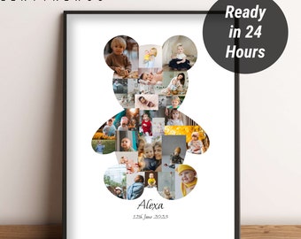 Custom Baby Collage, Personalize Photo Collage, Baby Photo Collage Gift, Family Photo Collage, Collage Board Printable, Unique Nursery Decor