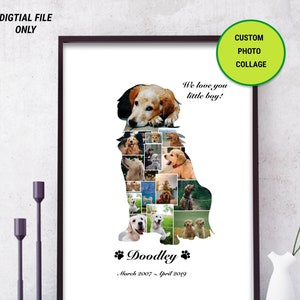 Golden Retriever Goldie Dog Puppy Service Dog Canine Pet Pet Memorial Pet Loss Custom Silhouette Photo Collage Wall Art Digital Printable