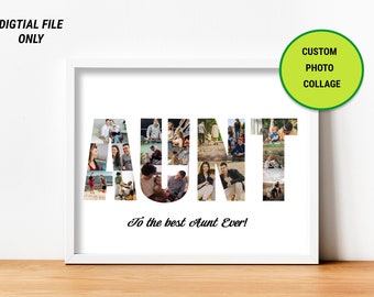 Collage de fotos personalizado para tía, collage de imágenes para tía, regalos para tía, regalo para tía, regalo de cumpleaños para ella, regalo personalizado del Día de la Madre para tía.