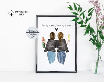 Personalized Gift, Custom Mother Daughter Print, Mom Birthday Gift, Mum Print, Mother Birthday Gift, Mom Christmas Gift, Mum Christmas Gift