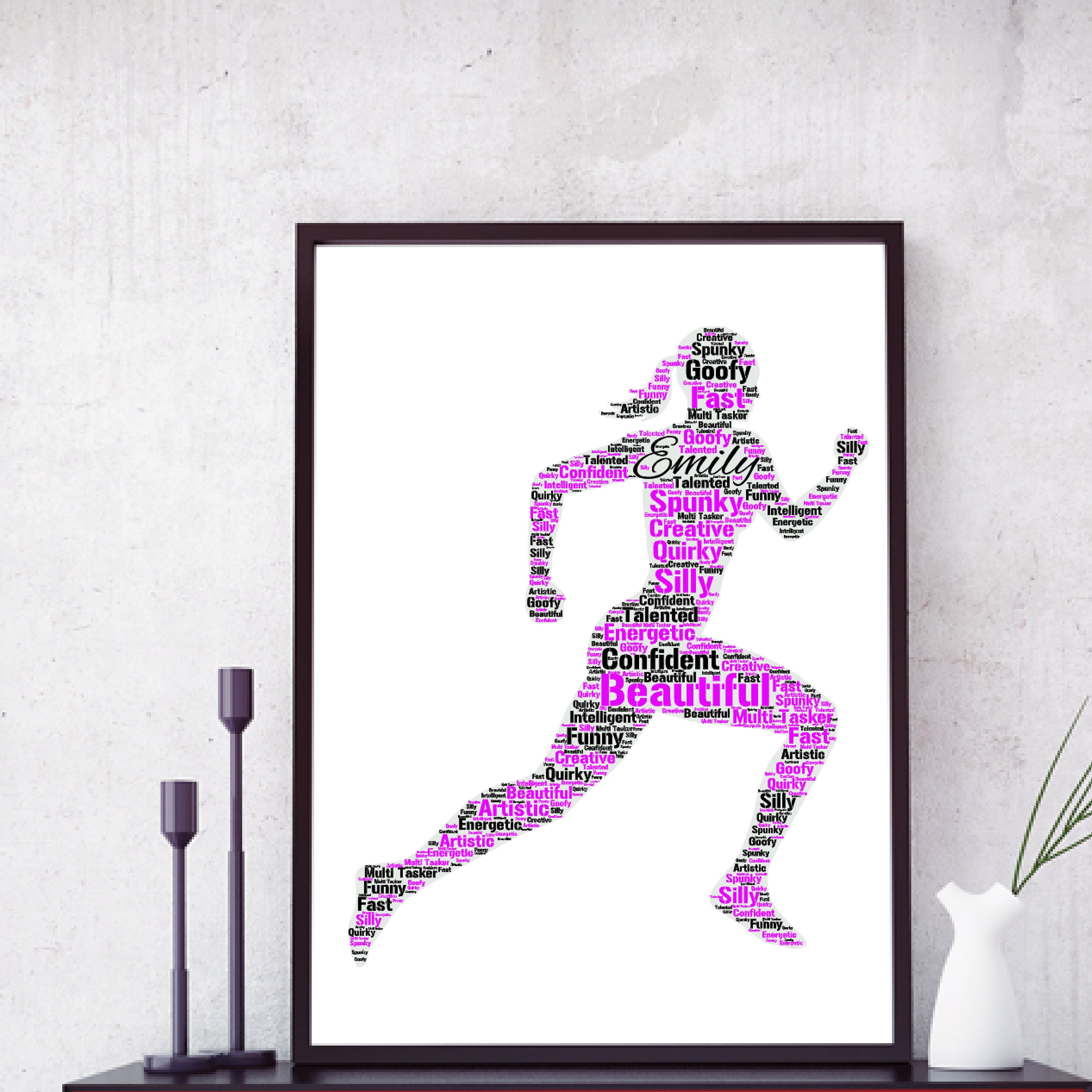 Personalized Runner Card Custom Word Art Card Athelete Etsy