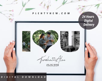 Personalized Love Photo Collage, Custom Picture Collage, Valentines Day Gift, Anniversary Gift, Birthday Gift, Gift For Her, Digital File