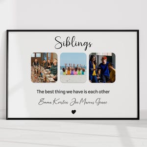 Personalized Sibling Gift, Brother and Sister Photo Print, Custom Christmas Gift for Siblings, Birthday Present for Brother, Wall Art design