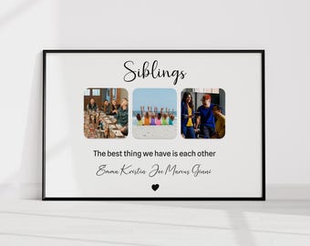 Gepersonaliseerd cadeau voor broer of zus, fotoprint broer en zus, aangepast kerstcadeau voor broers en zussen, verjaardagscadeau voor broer, kunst aan de muur