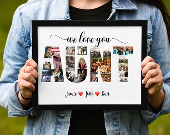 Custom Aunt Photo Collage, Printable Photo Gift for Aunt Personalized Cool Aunt Gift from Niece Nephew Aunt Birthday Gift Aunt Birthday gift