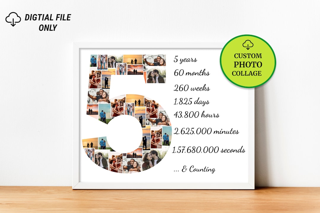 Custom 5th Anniversary Gift for Her, 5 Year Anniversary, Fifth ...