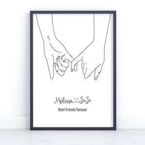 Personalised Pinky Promise Print, Best Friend Print, Bestie Gift, Best Friend Gift, Sister Gift Best Friend Best Friend Present Gift for her