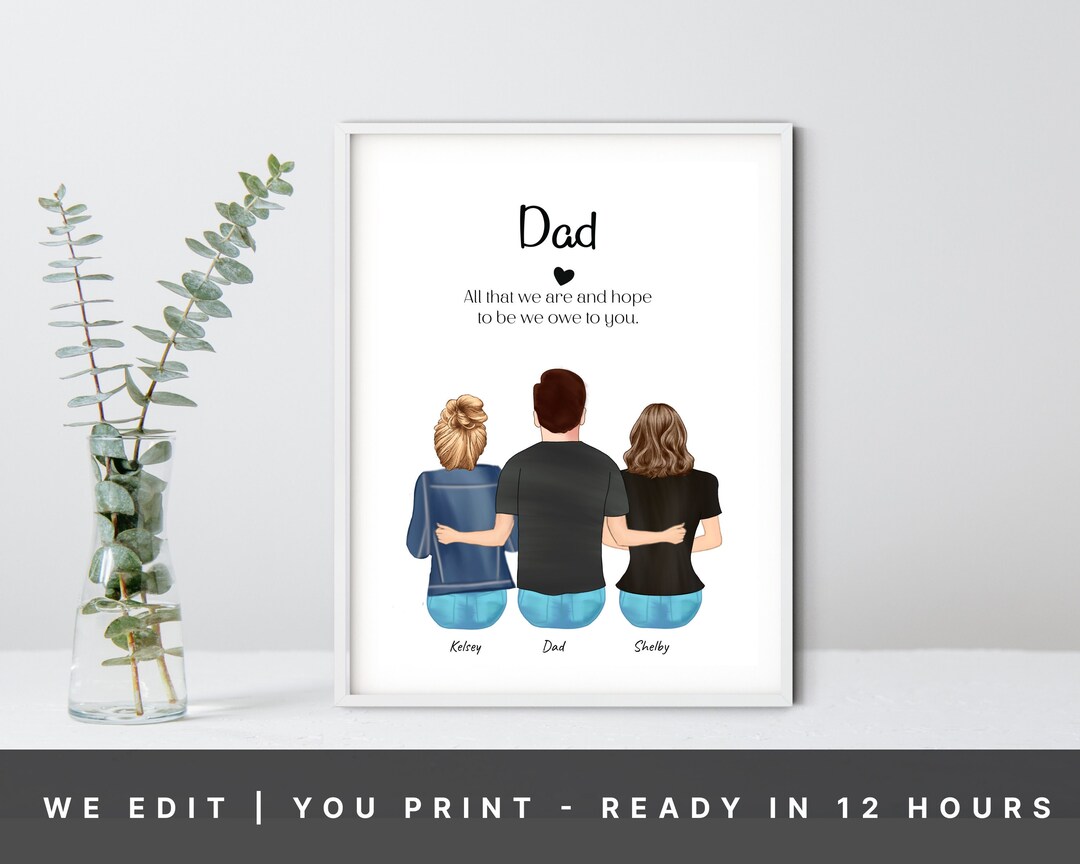 Personalized Wall Art for Dad, Father Gift From Daughters and Son ...