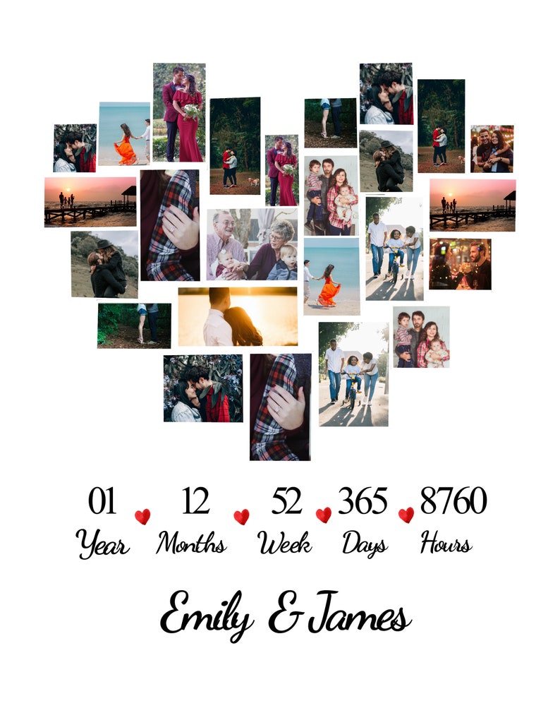Custom First Anniversary Collage Gift 1 Year Anniversary Gift Etsy